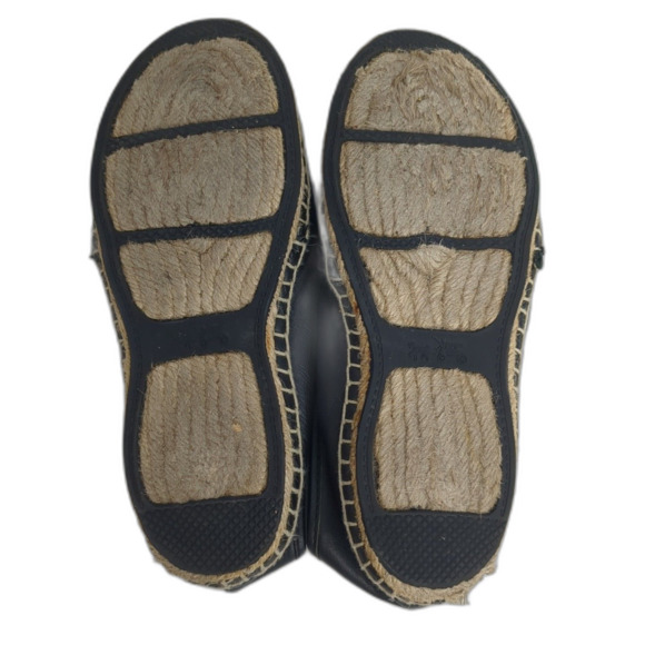 Coach Rhodelle Espadrilles Shoes Size 7 Black Leather Vacation Nautical Flats - Picture 9 of 11